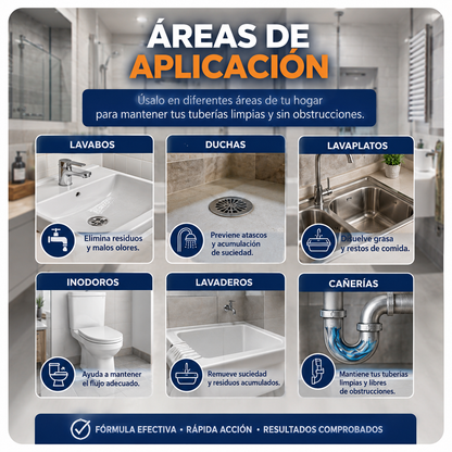 ¿Tu tubería sigue tapándose una y otra vez? Don Javier® elimina la grasa, los residuos y los malos olores acumulados durante años en solo 15 minutos.